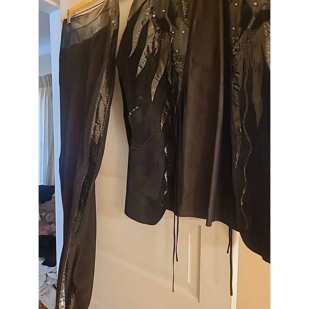 ONE-OF-A-KIND hand-made SUEDE SNAKESKIN Rhinestone, ladies TUXEDO S BLACK - Picture 8 of 16